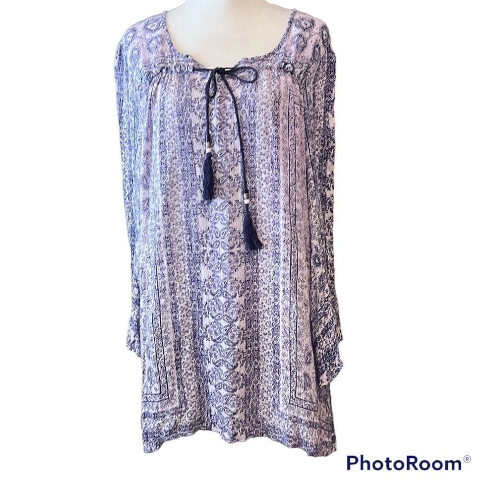 Angie flowy tunic or mini dress cute distressed crinkly fabric GUC